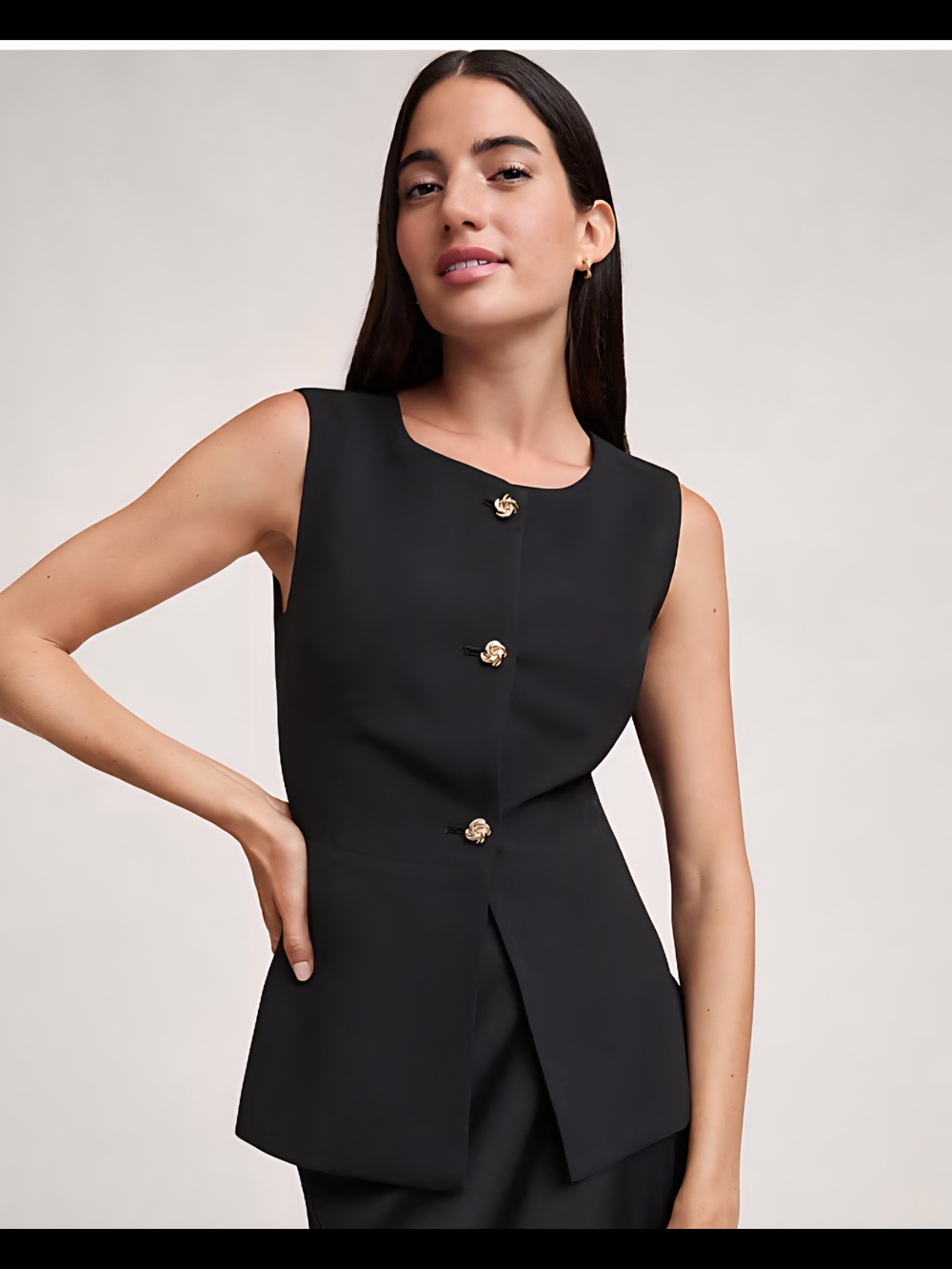 Ann Taylor Peplum Vest with Gold Knot Button